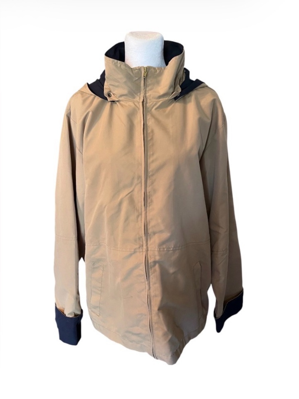 Tally Ho Women Vintage Hooded Tan Windbreaker Raincoat Size 1X